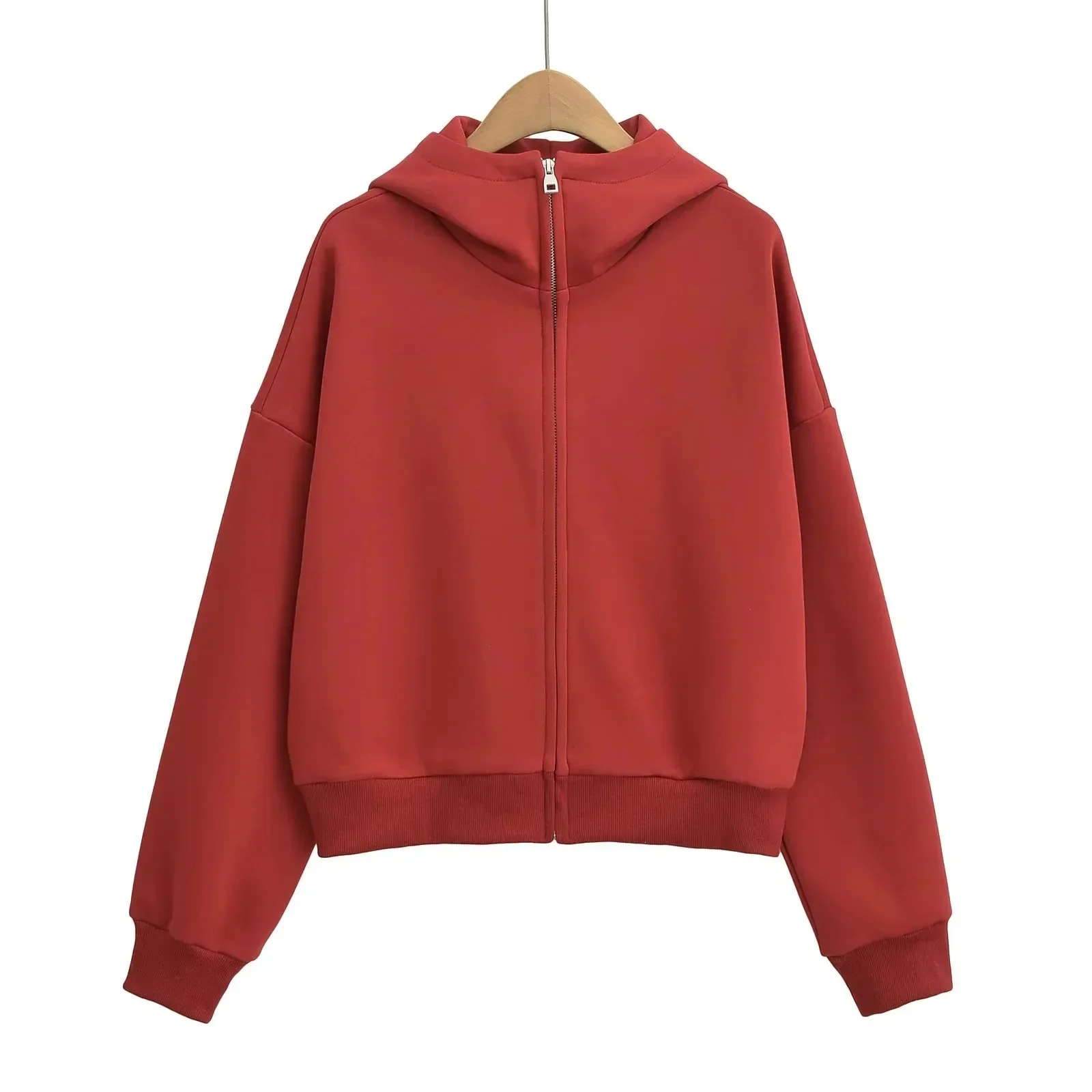 Pop estilo americano com capuz zíper cardigan feminino outono inverno nova casual cor pura estilo preguiçoso jaqueta cardigan camisola feminina