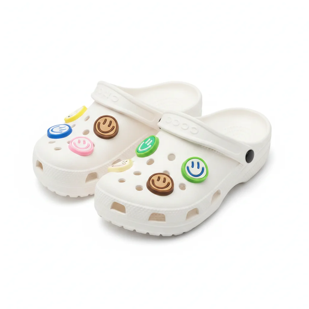 20-Pack Smiley Face Shoe Charms - Detachable Street Style Decor for Sandals & Beach Bags - Fun Christmas Gifts