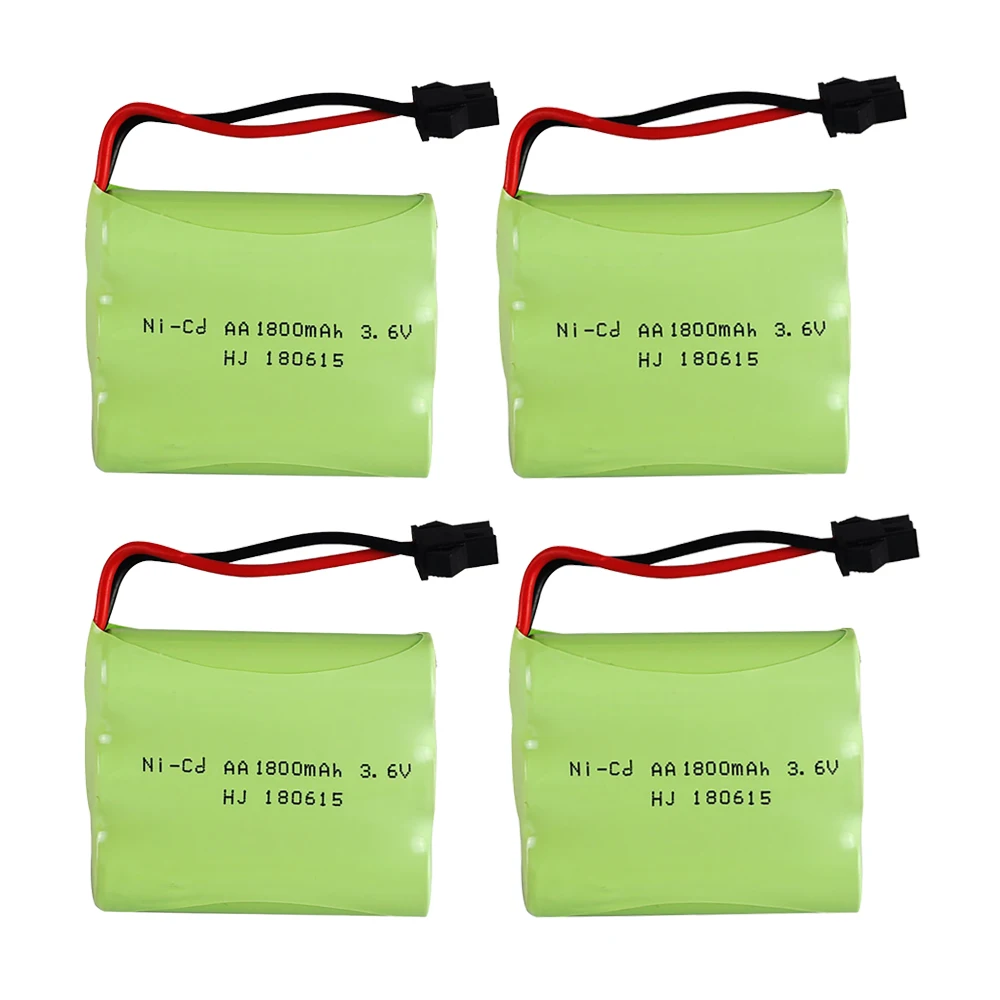 Batería ni-cd de 3,6 v y 1800mah para juguetes Rc, tanques de coches, trenes, pistolas, batería recargable NICD de 3,6 v para barcos RC, batería de 1 a 10 Uds.