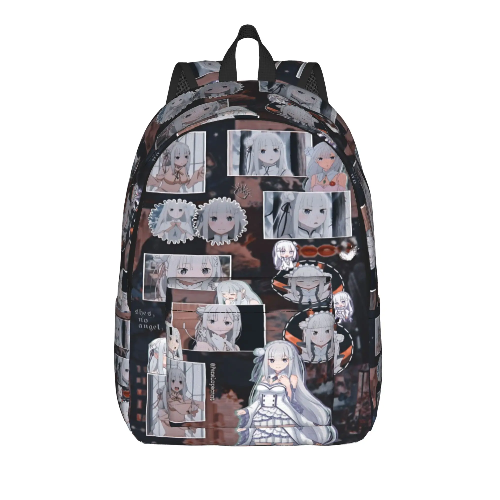 Fashion Re ZERO Anime Emilia Backpack  Mochilas Vintage Campus Sturdy Shoulder Rucksack