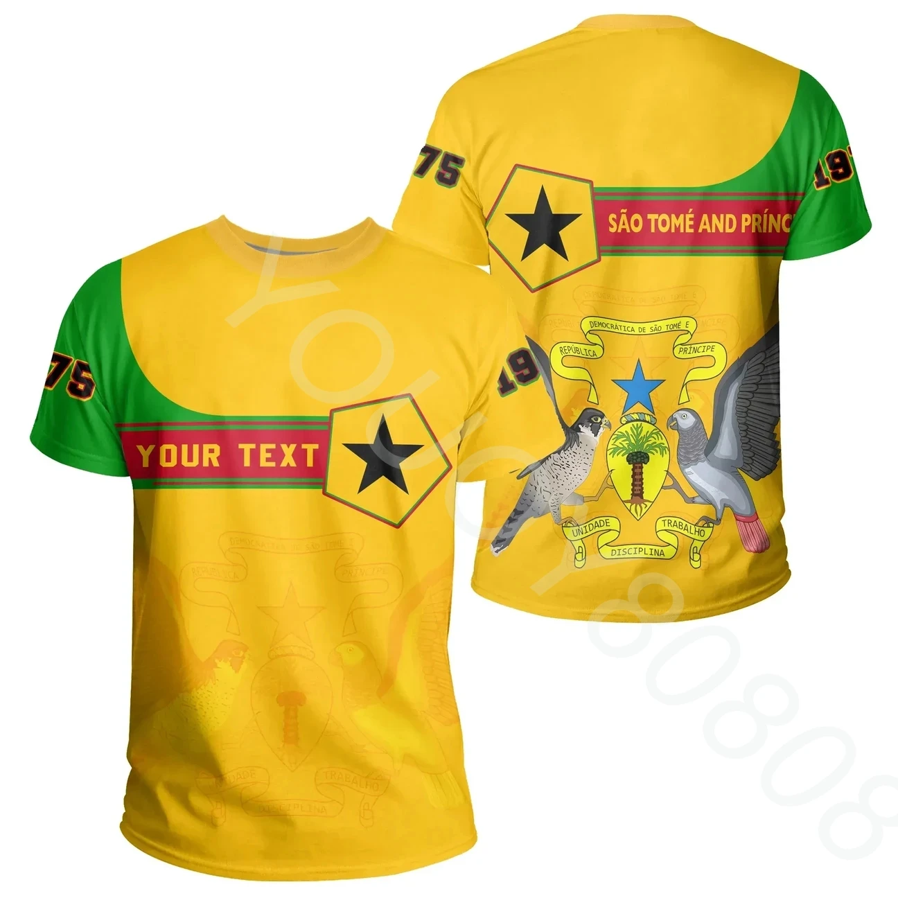 

(Customized) Africa T-shirt Summer Casual Sweatshirt Sao Tome and Principe Tee Pentagon Style Print Harajuku Street Style