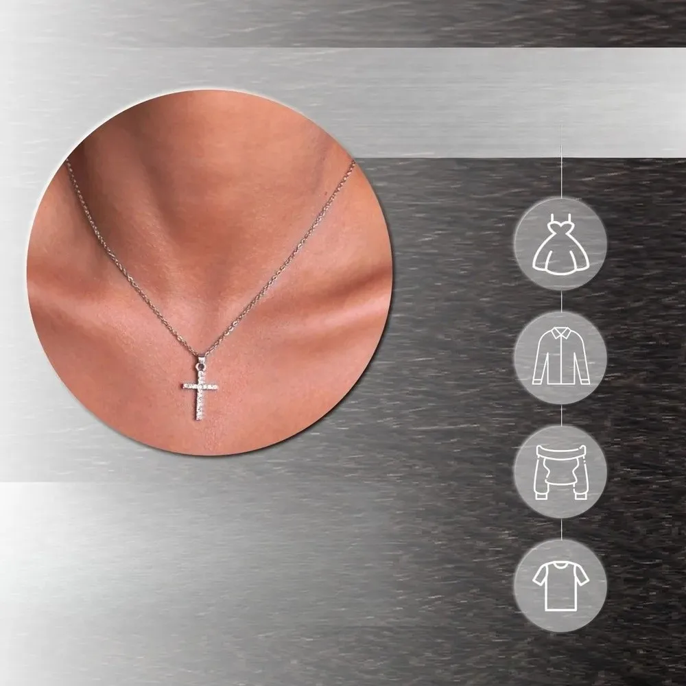 مربع الزركون الصليب قلادة الهيب هوب نمط الرجال والنساء شخصية هوديي سلسلة زوجين الرقبة المجوهرات #2