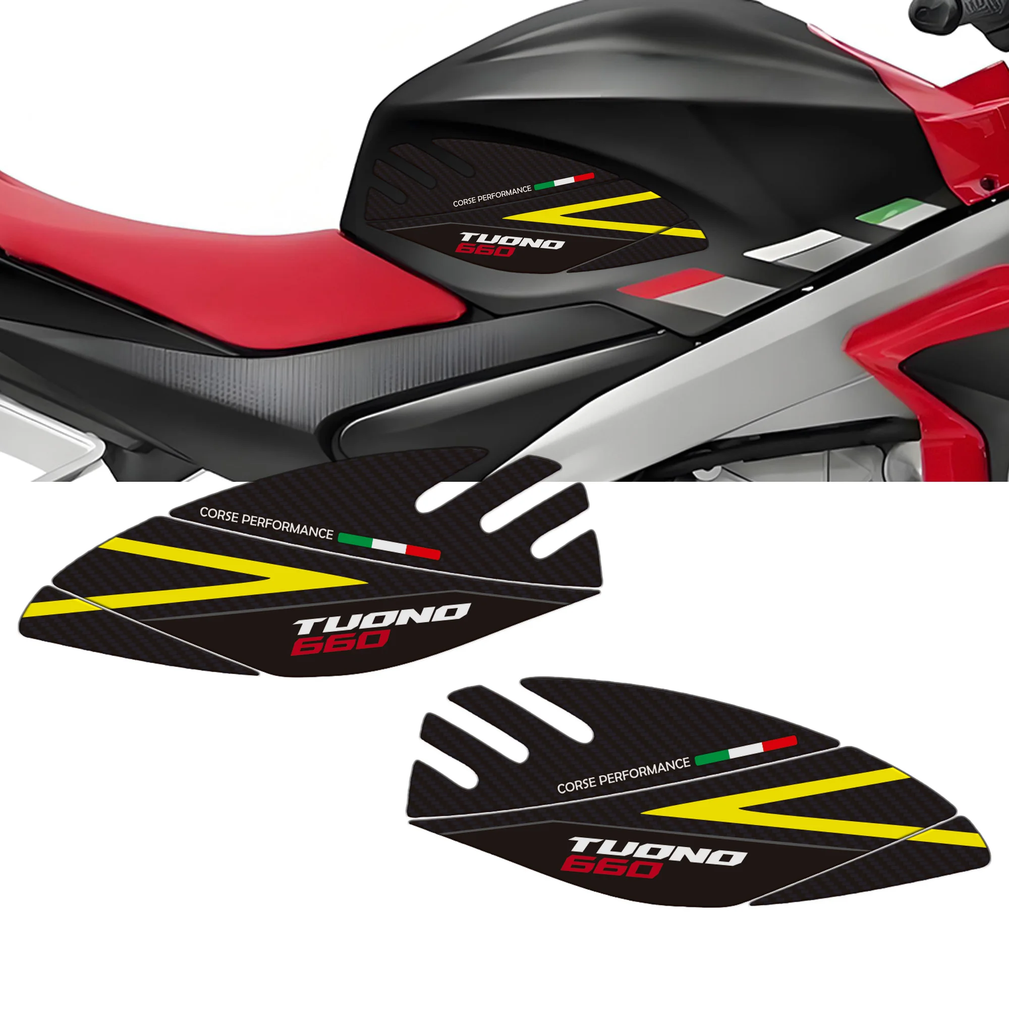Fotografia 4: Almofada de tanque de gel de resina 3D para motocicleta, adesivos de proteção e decoração, tanque compatível com Aprilia Tuono 660 2021-2025