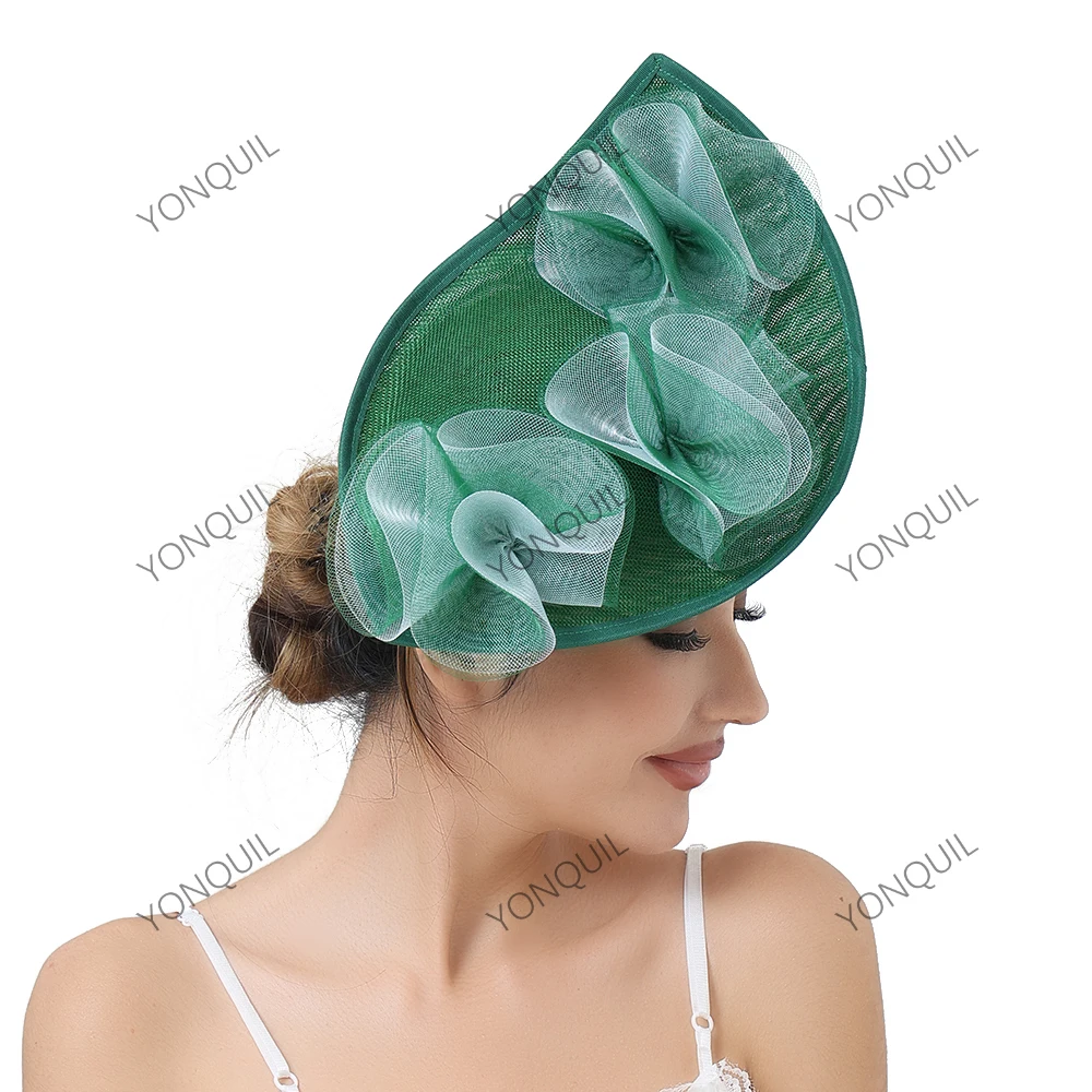 Fashion Women's 32*21CM Wedding Fascinator 2025 New Ladies Millinery Hat Headwear with Flower Hair Accessories Base Headpiece