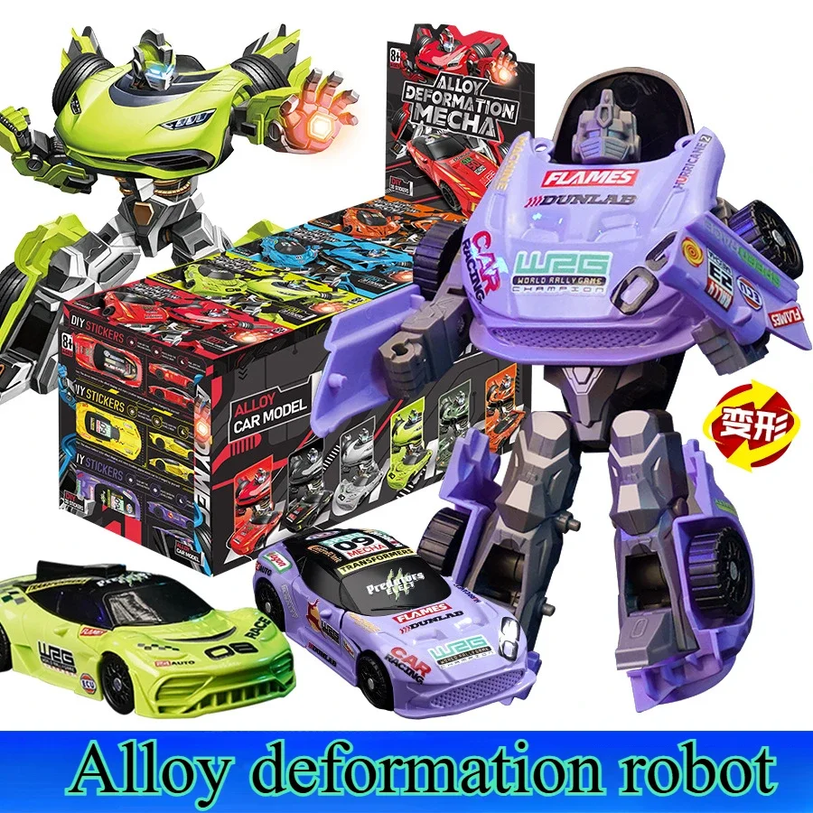 12PCS Alloy Transforming Mecha Robot Inertia Car, Movable Joints, Inertia Glide, Single Body Transformation, Change Two Forms