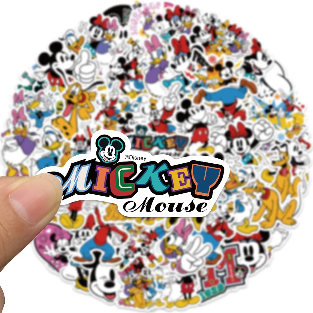 50/100Pcs Cartoon Disney Mickey Mouse Sticker Kids Decals Laptop Stationery Luggage Children's Graffiti Stickers Gift Toys