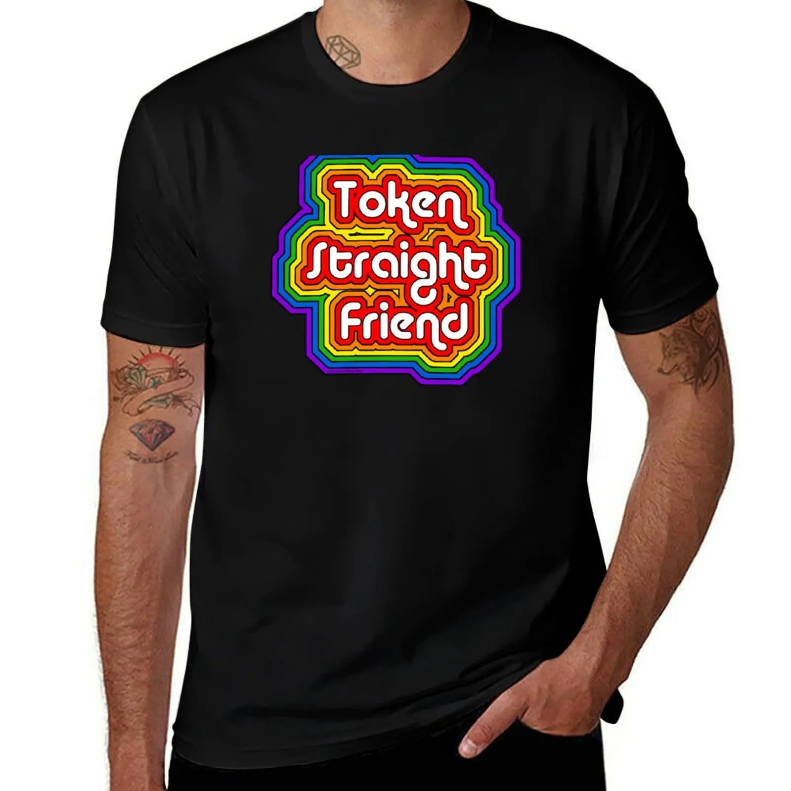 Token Straight Friend T-Shirt Basic Tee Shirt for Everyday Outfit