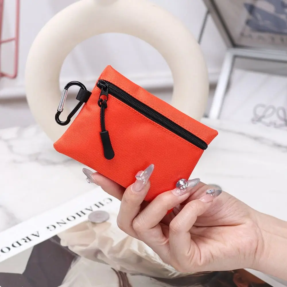 Practical Canvas Coin Purse Solid Color Ultra Light Key Pouch Mini Size Zipper Small Item Bag For Men
