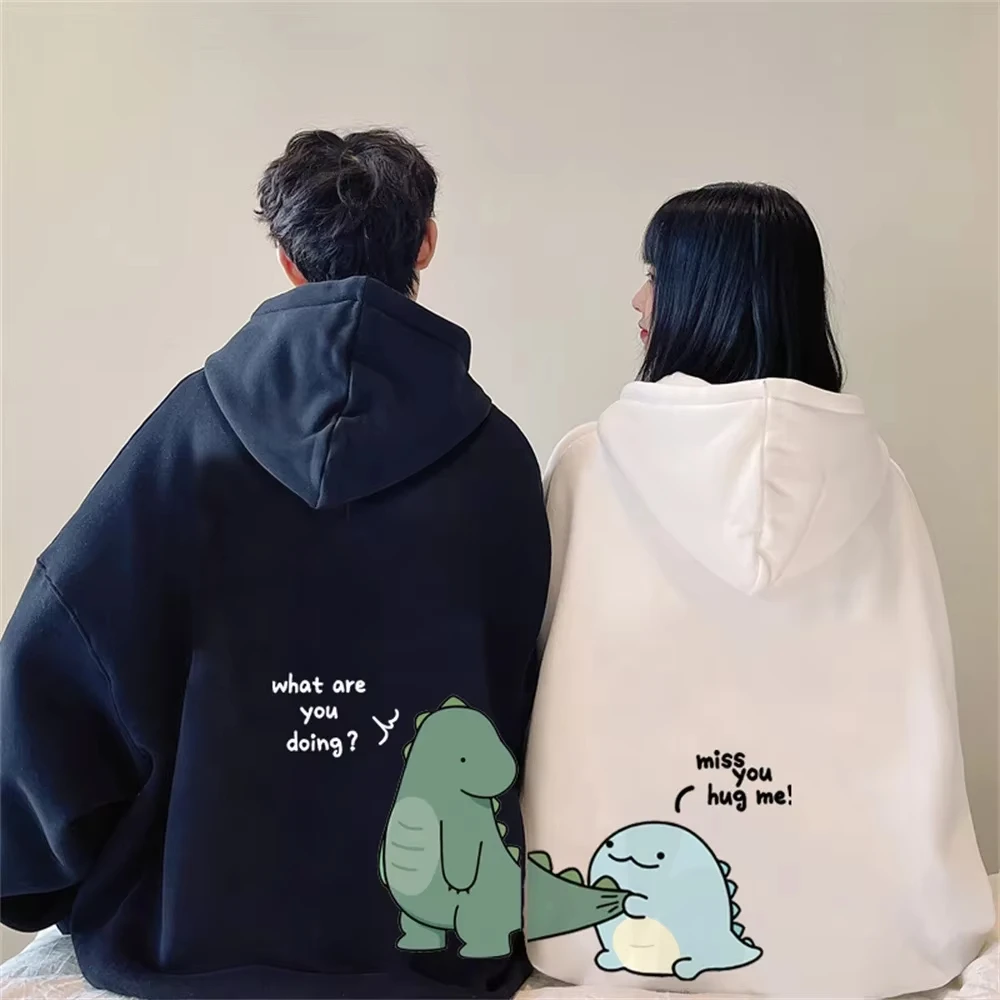 Mode Niedlichen männer Rock Ni Hemd Dinosaurier Lange Gedruckt Hoodie Sweatshirt Hoodie Mode Lässig Harajuku Cartoon Paar Hoodie