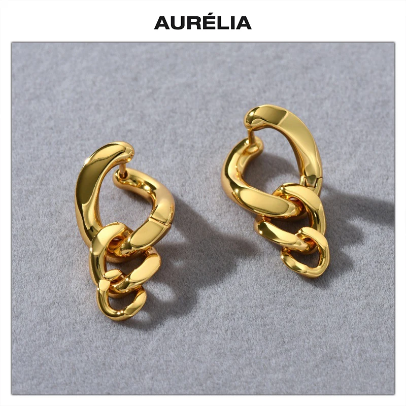 

Европа Америка латунные позолоченные толстые цепочки S925 серебряные серьги-иглы женские современные ювелирные изделия высшего качества