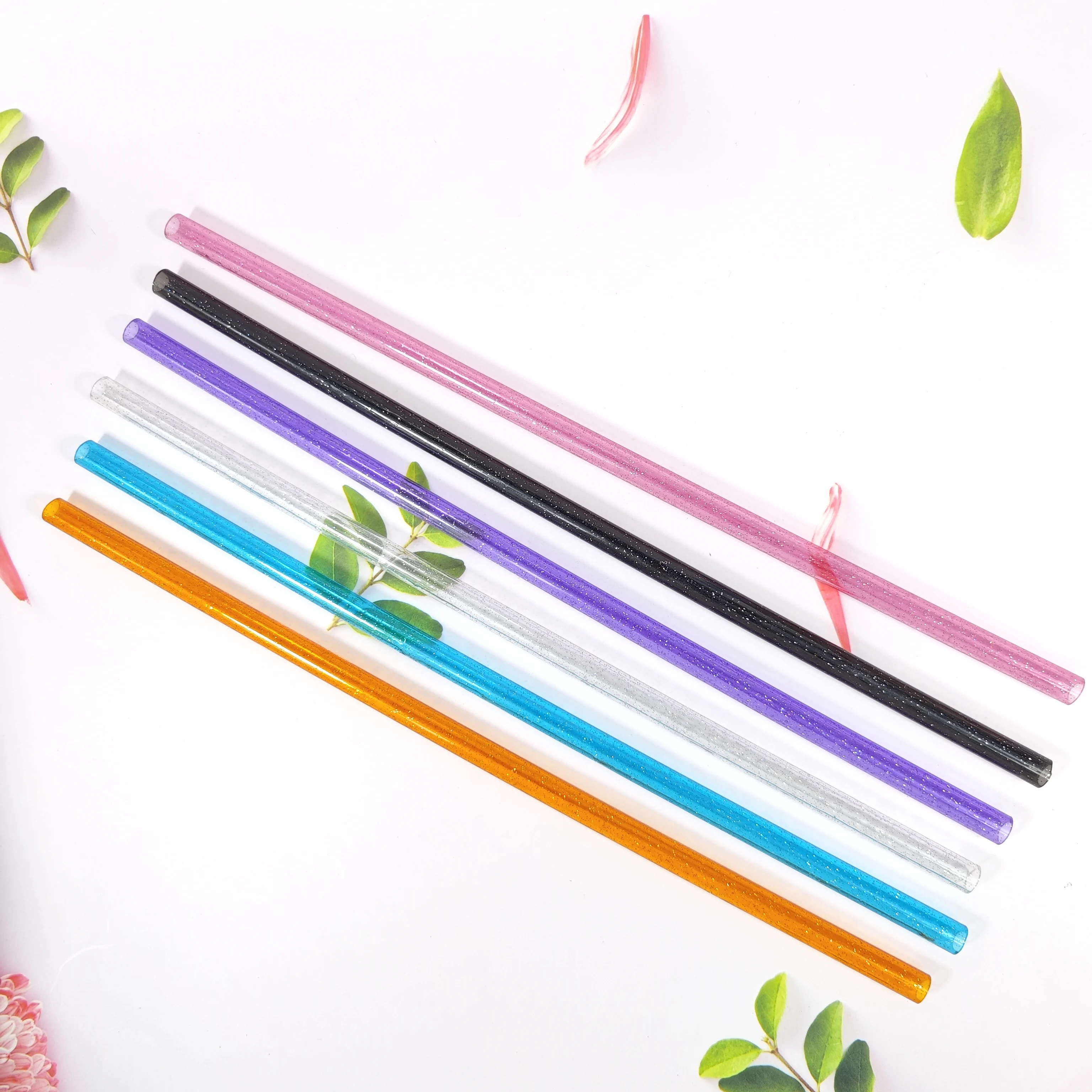 Wholesale of Eco-Friendly PP Glitter Powder Straws in Stock, Colorful, Reusable, Perfect for Water and Hard Pipe Alternatives