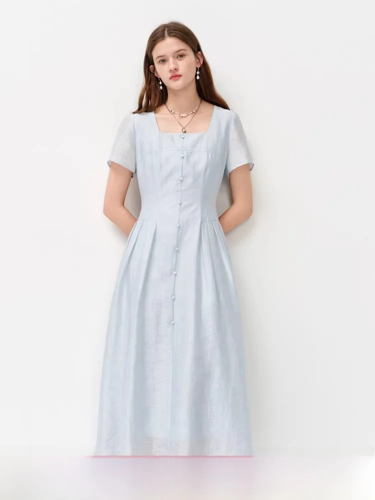 

Женская летняя новинка Ele Slimming Transparent Feel Dr: комфортная футболка с квадратным вырезом из вискозного волокна