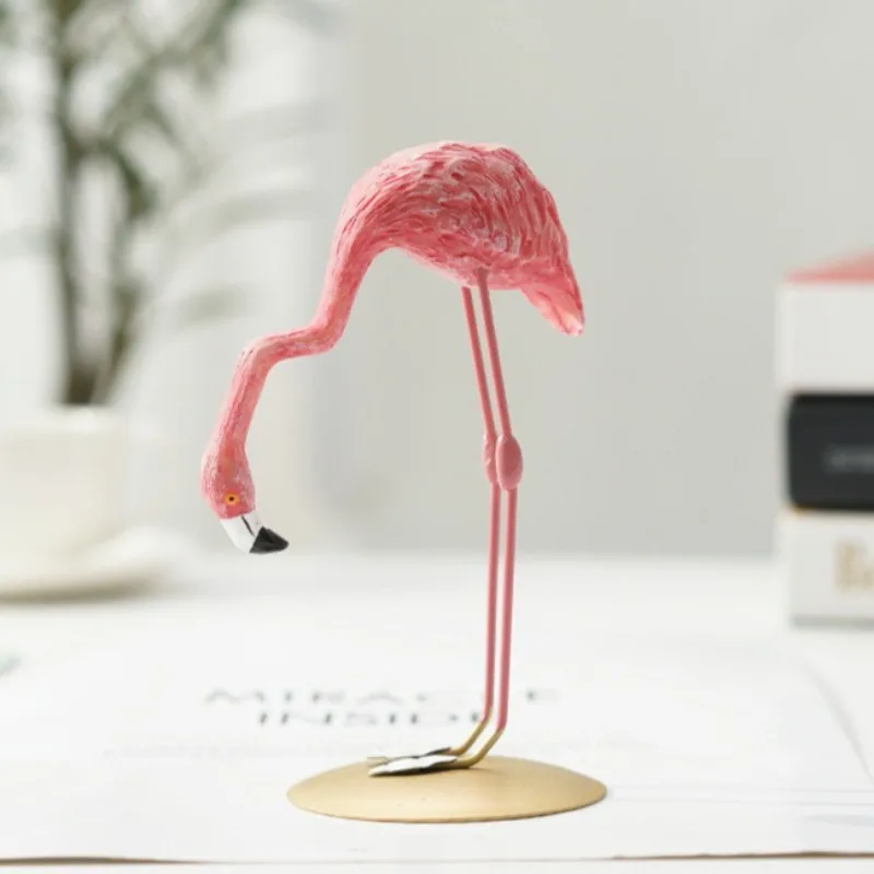 Adorable Flamingo Resin Figurine Cute Durable Animal Decor for Bedroom Living Room Creative Ins Popular Valentine Gift Idea