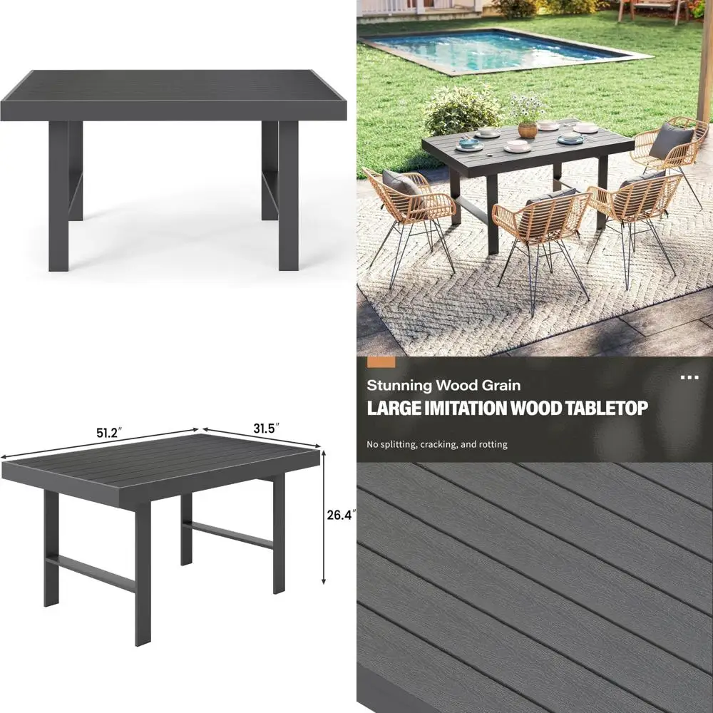 All-Weather Metal Outdoor Dining Table Rectangle Patio Coffee Table for Balcony Garden Multifunctional High-Quality
