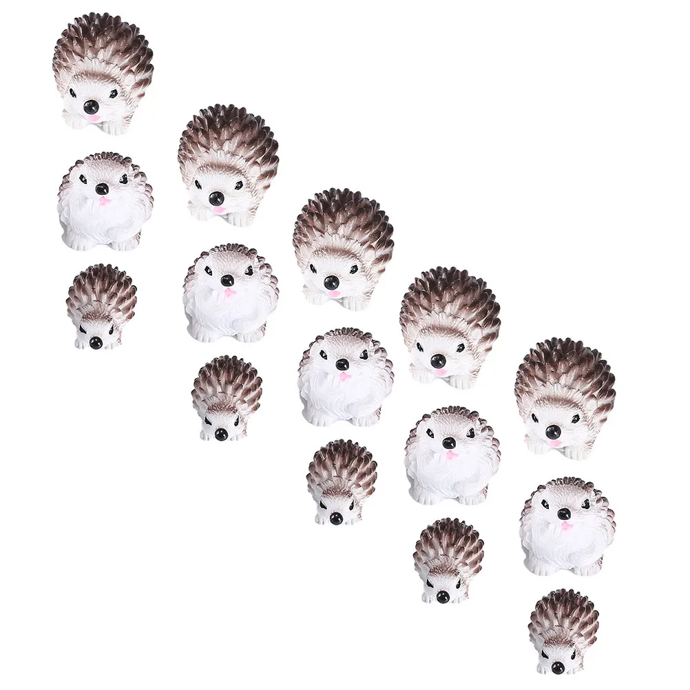 15Pcs Simulation Hedgehog Decorations Resin Mini Hedgehog Adornments Fairy Garden Landscape Crafts Potted Plant Decors Micro