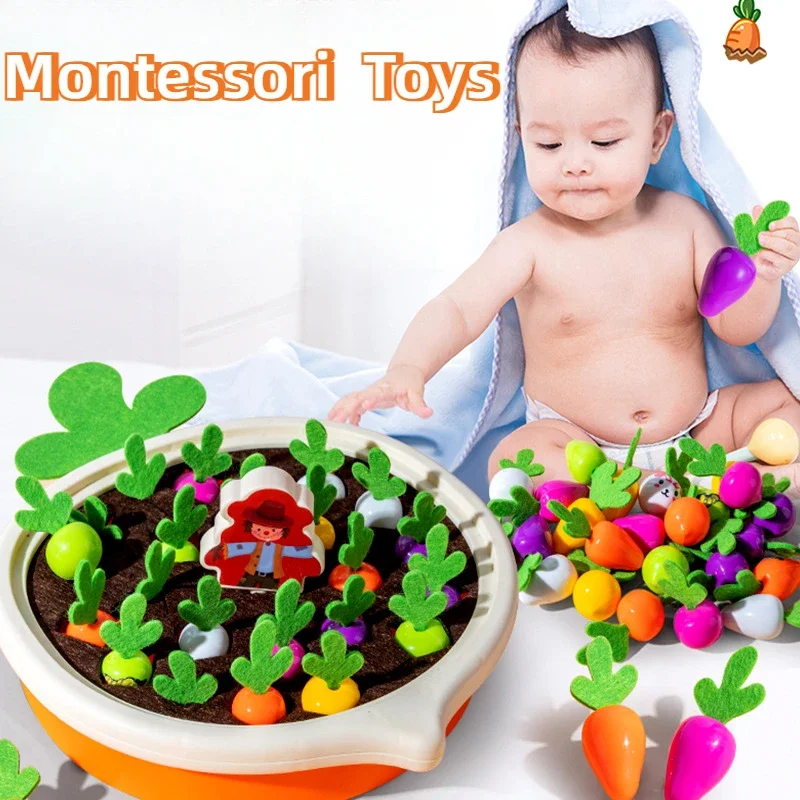 

Montessori Toys Carrot Harvest Pull Radish Memory Sorting Board Games Fine Motor Skills Educational Sensory Toys for Toddlers