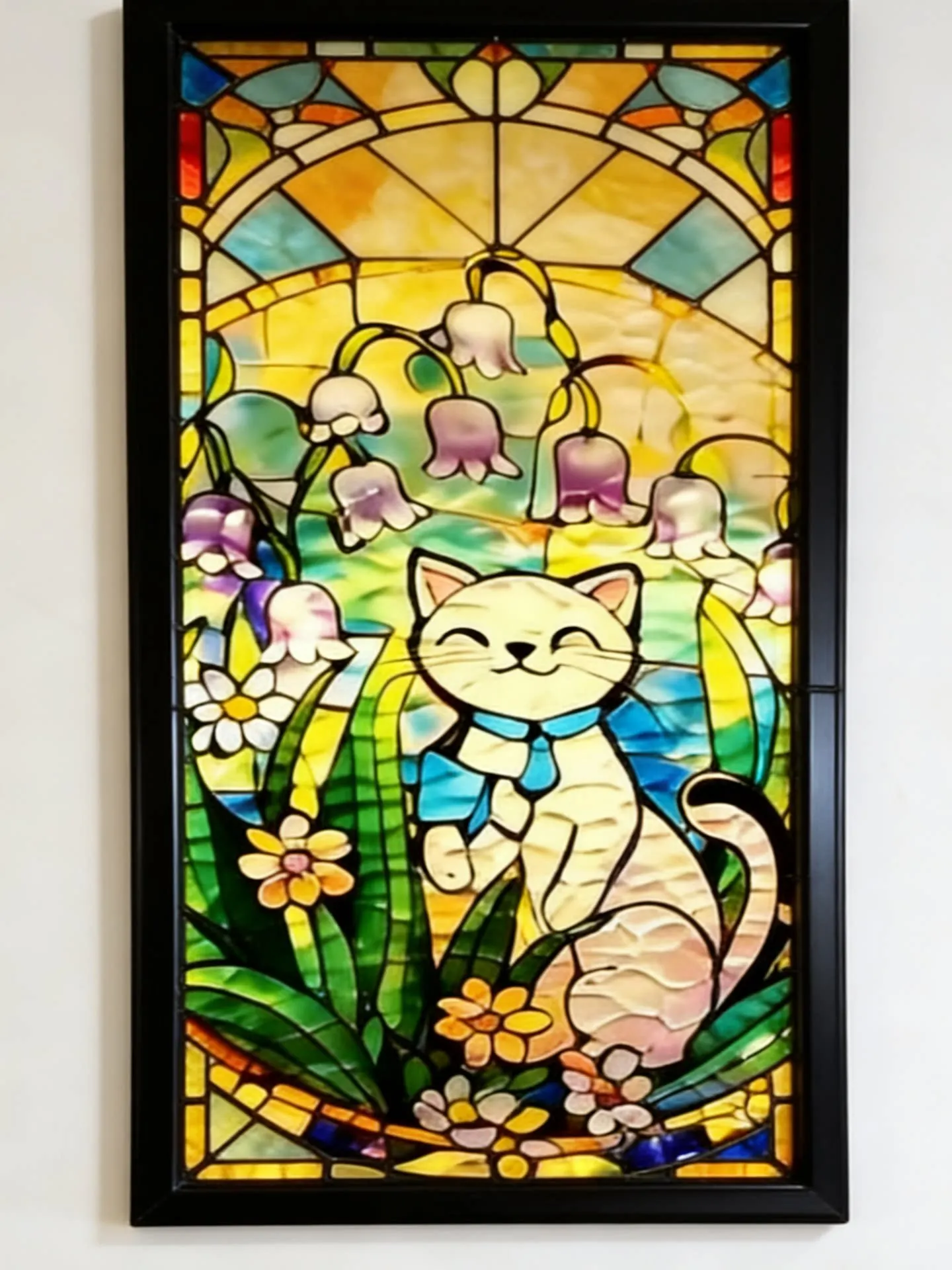 Stained glass living room bedroom blocking screen partition entrance entrance European Central Axis rotating window