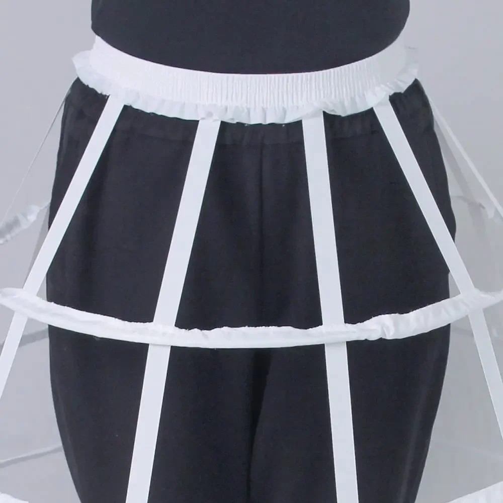 Black 5 Hoops Skirt Pannier Petticoat Hollow Bird Cage Cutout Crinoline Underskirt  Elastic Waist Lolita Ballgown Bustle