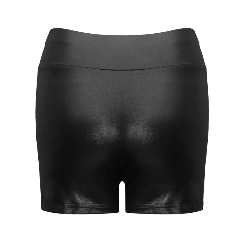 Sexy Frauen Shorts Elastische Hohe Taille Wetlook Faux PU Leder Kurze Hosen Latex Heißer Goth Shorts Pole Dance Clubwear Mini shorts