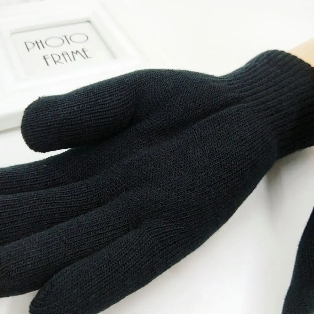 Fashion Black Thickened Gloves Double Layer Lamb Velvet Winter Gloves Soft Thickened Warm Mittens Boys Girl