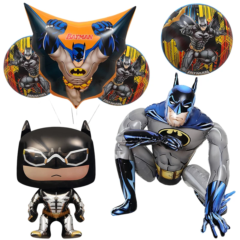 

5 шт., детский день рождения с Бэтменом, украшение для вечеринки, воздушный шар, аниме персонаж, тематическое украшение для вечеринки, воздушный шар из алюминиевой пленки