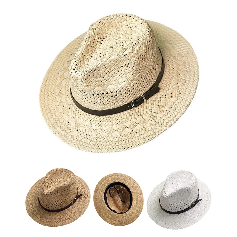 

Men's Summer Sun Hat Breathable Straw Hat with Flat Brim Perfect for Beach and Outdoor Activities 58-60cm