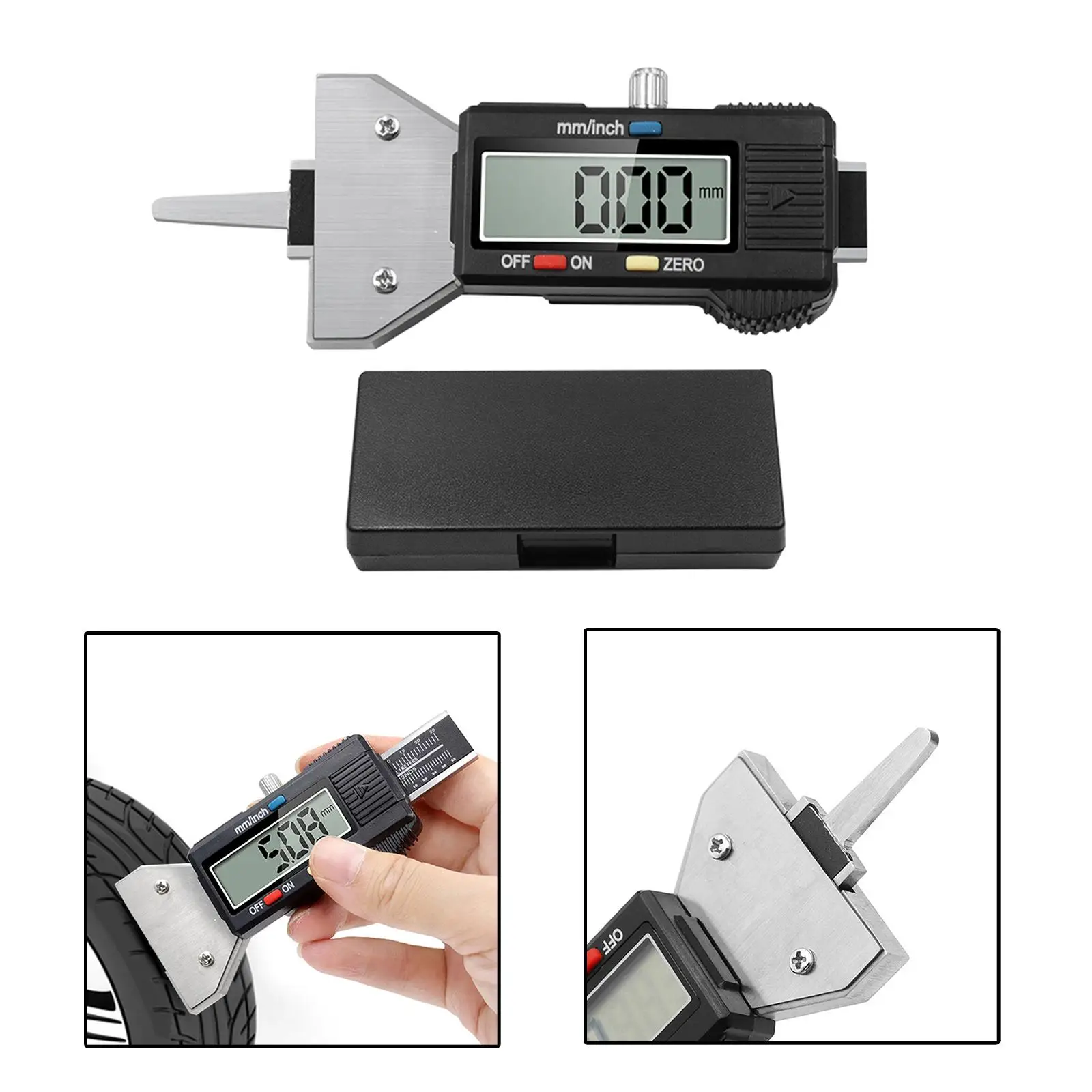 Digital Tire Tread Depth Gauge High Precision Tester with Large LCD Display for