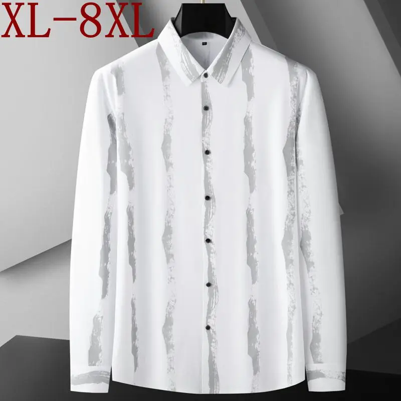 

8XL 7XL 6XL 2023 New Autumn High End Hip Hop Printed Shirt Men Long Sleeve Lapel Mens Shirts Fashion Loose camisas de hombre