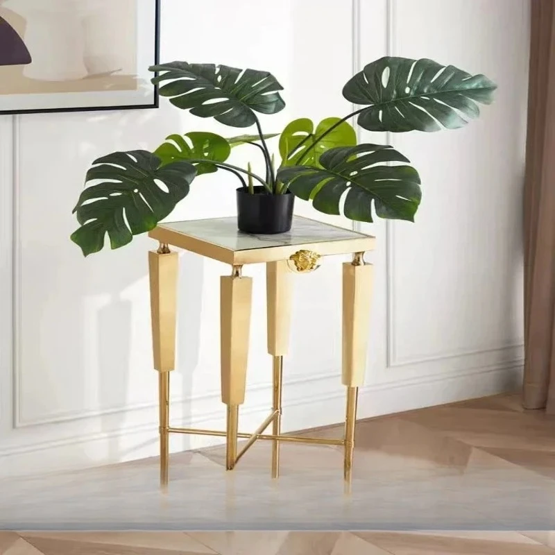 LHM  Nordic light luxury marble living room balcony storage flower stand green dill potted plant shelf