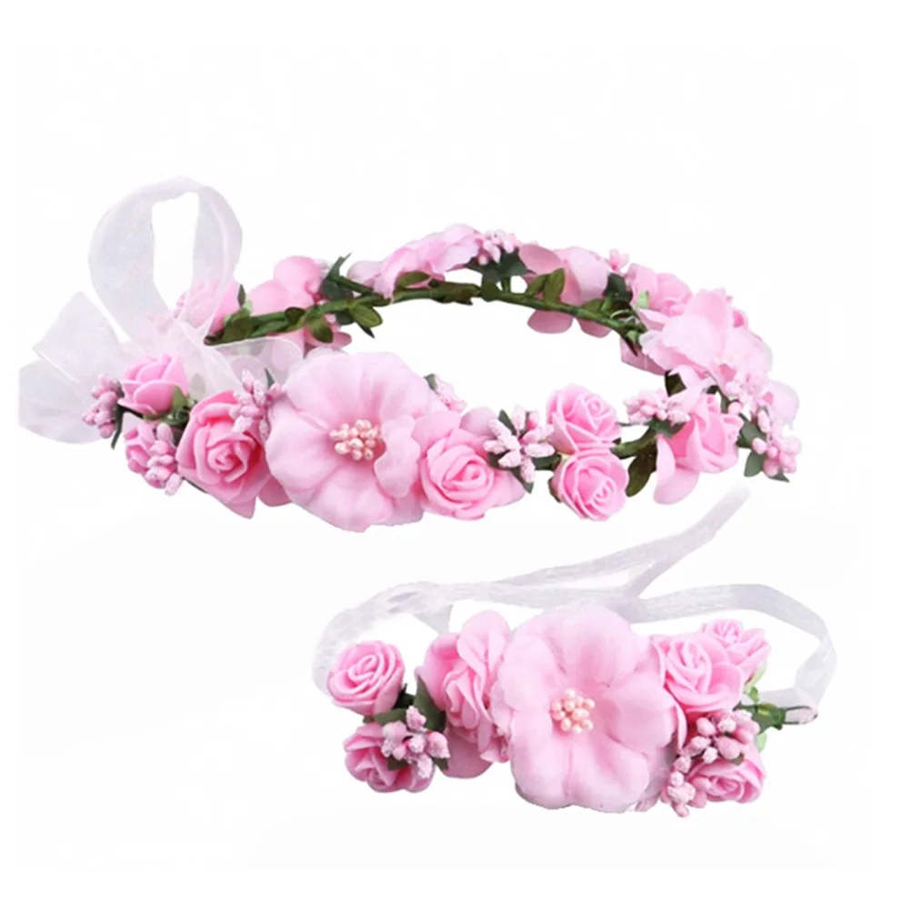 

Floral Headband Garland Head Ring Blumenkrone Bride Wedding Hairband Adjustable Size Bridal Headwear Floral Crown GirlsHeadbands