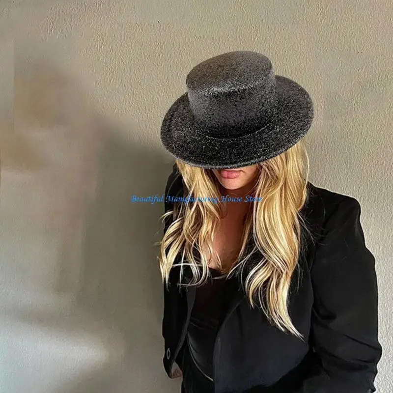 قبعة نادي بنما E56A قبعة لامعة لامعة لحفلات الكوكتيل في ديسكو هاوس