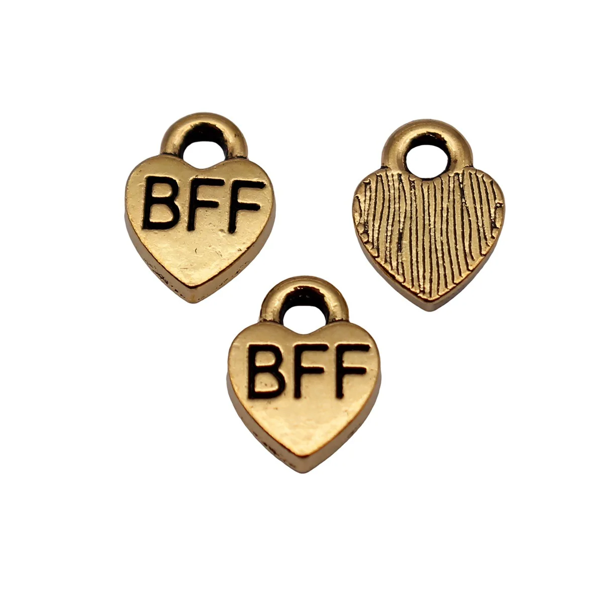 40pcs 9.3x7mm Antique Gold Color Bff Best Friends Forever Heart Tag Charms Handmade Jewelry Making Accessories - view 3