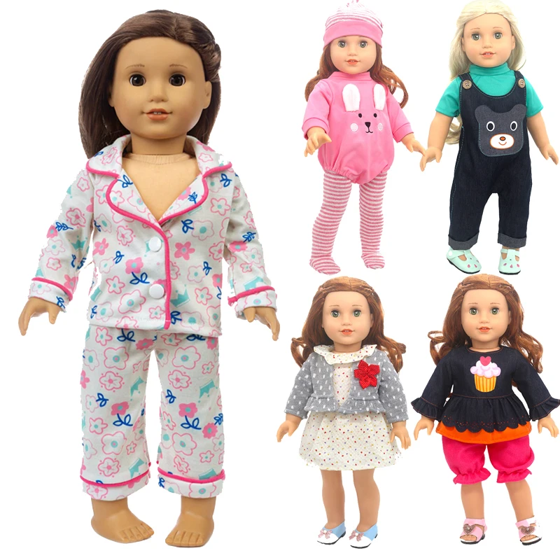 18 Inch Girl Doll Clothes Pajamas Set Baby Doll Outfit 43cm Children Girl Gifts