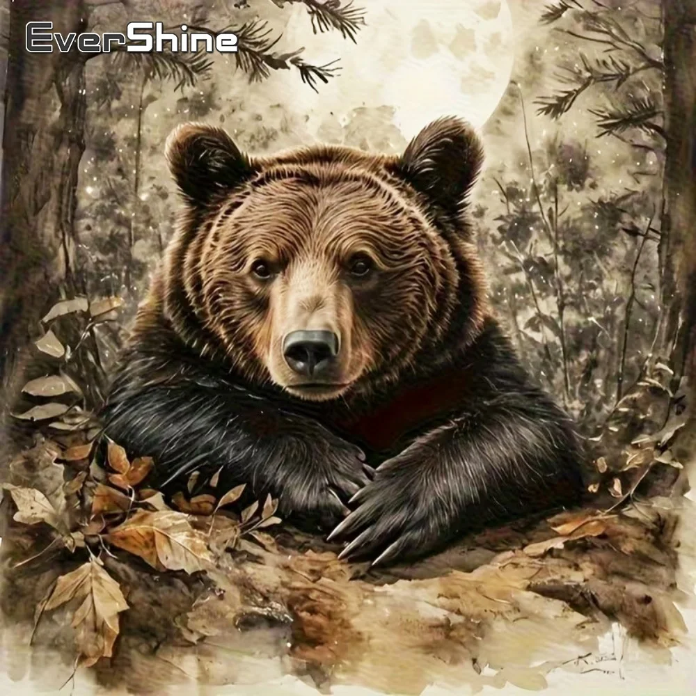 EverShine 5D Elmas Boyama Ayı Hayvan Zanaat Seti DIY Nakış Karikatür Tam Kare Yuvarlak Elmas Mozaik Çocuk Hobi