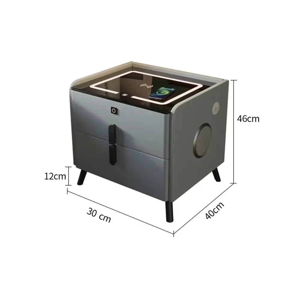 طاولة السرير الذكية الضيقة الذكية منضدة السرير الحديثة بساطتها LED طاولة السرير الذكية الضيقة للغاية مع شحن USB اللاسلكي