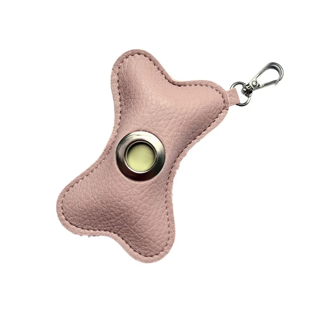 Creative Dog Poop Bag Dispenser Bone Shaped PU Leather Pet Poop Clean Bag Holder with Garbage Bag Zipper Closure
