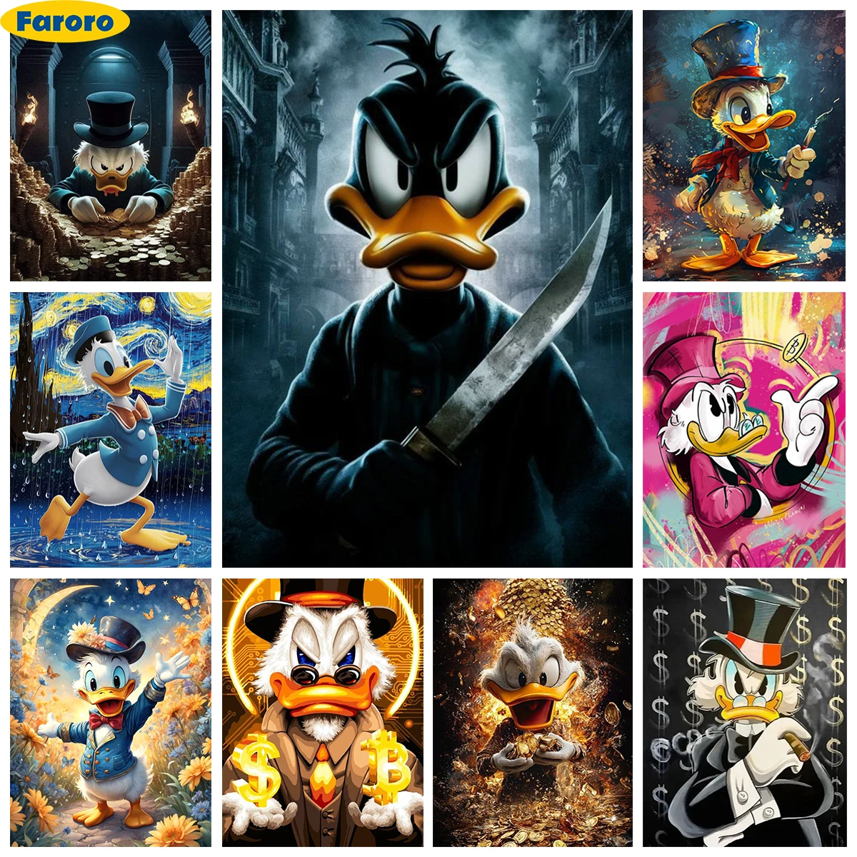 

For Donald Duck DIY Diamond Painting Kit Have Money Duck Picture Diamond Embroidery Children's Gift Mosaic Hand Home Decor