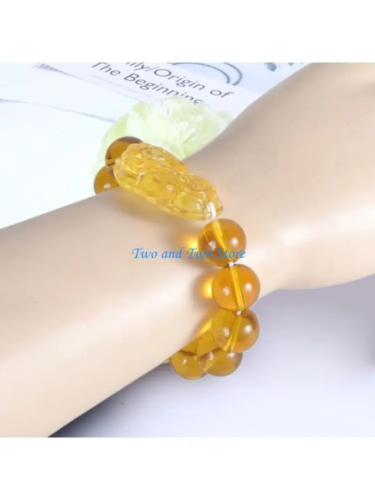 HX6F Feng Shui Citrine Stone Wealth  Bracelet Attract Wealth and Good Luck