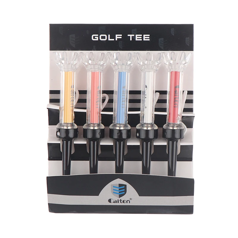 5pcs/set golf Tees With Original package Plastic Step Down Golf Ball tee Holder Local Ret 90mm Training Practice tees