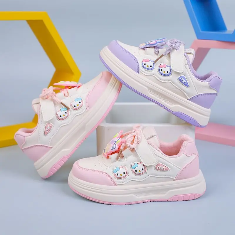 

Kawaii Hello Kitty Sanrio Студенческая удобная обувь на плоской подошве с милым рисунком, детская противоскользящая спортивная обувь, кроссовки, подарок для детей