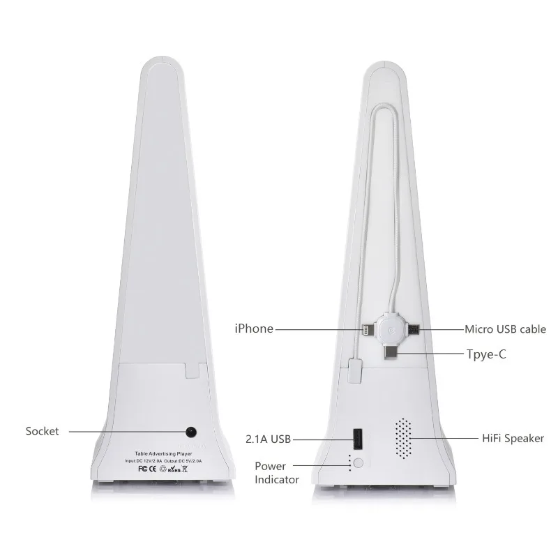 داخلي مزدوج 7 بوصة LCD تعمل باللمس واي فاي CMS التحكم عن بعد مطعم بار البنك الجدول عرض الإعلان لافتات رقمية