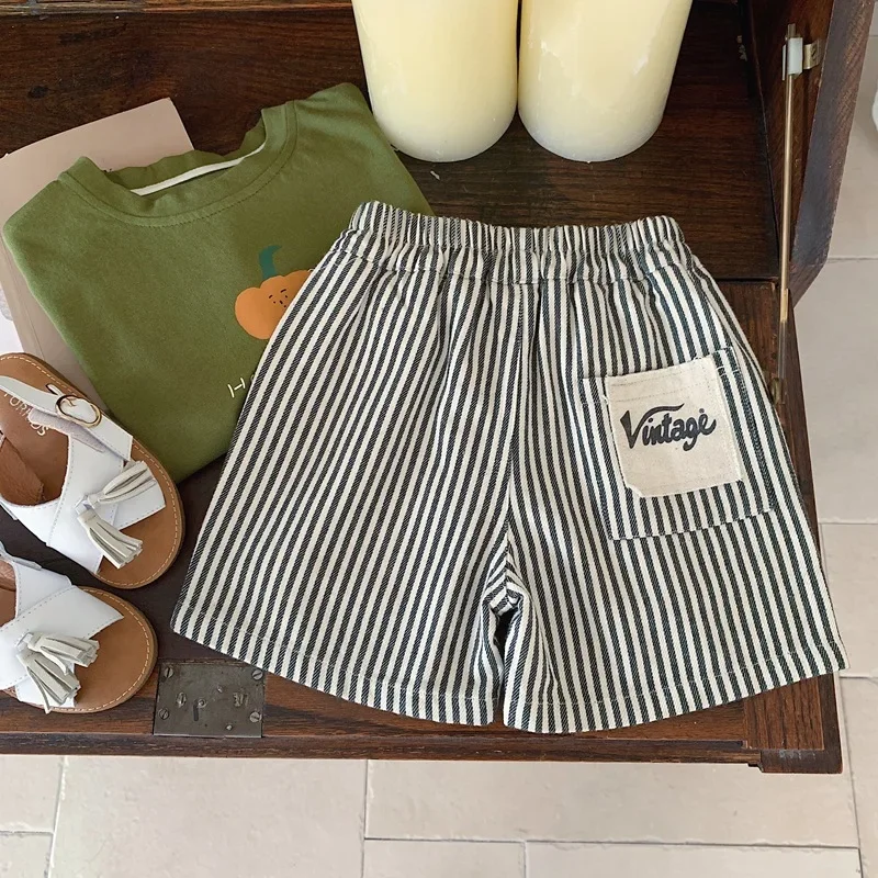 Children\'s Clothes Summer 2024 Boy\'s Short Cotton Striped Pants 1-6Year Baby Girl Cute Loose Short Pants