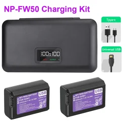 NP-FW50 NP FW50 USB Battery+LCD USB Charger Box for Sony Alpha a6500 a6300 a6000 a5000 a3000 A7 A7M2 A7R 7SM2 7M2 ZV-E10 E10L