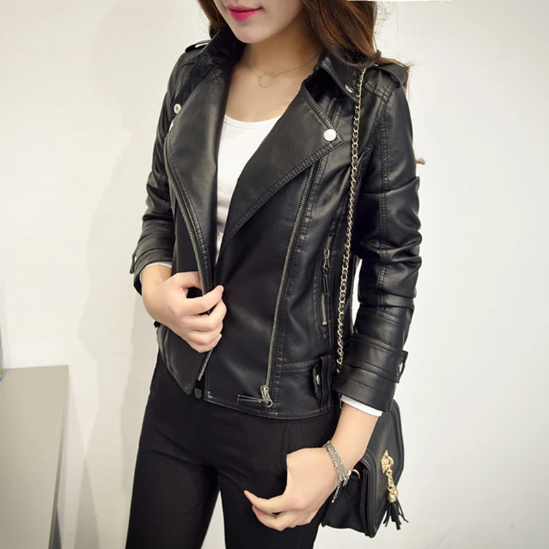 Schwarze Kunstlederjacke Damen Y2K Retro Moto Biker Winddichte Pu-Lederjacken Korean Street Cropped Oberbekleidung Damenkleidung