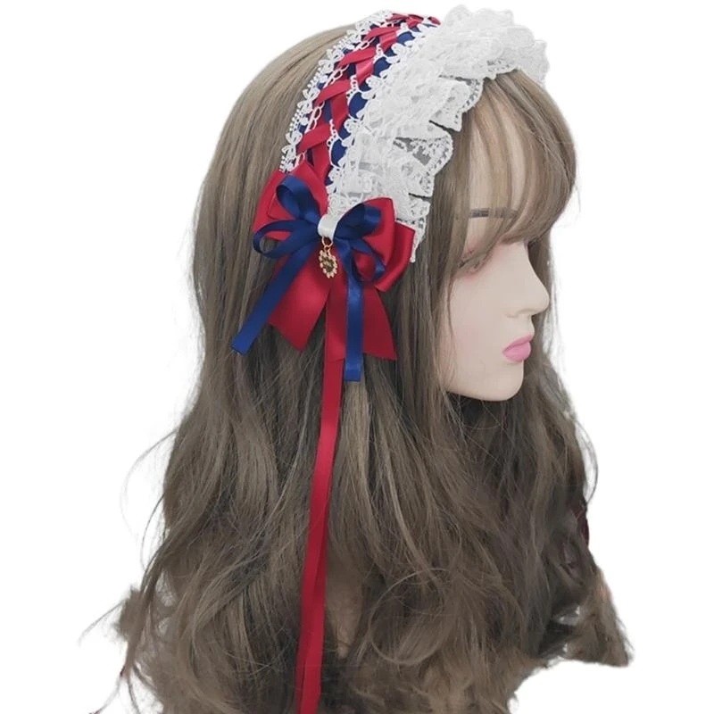 R1WE – accessoires cheveux doux pour filles, japonaise, Anime Cosplay, ruban en dentelle à volants, bandeau à