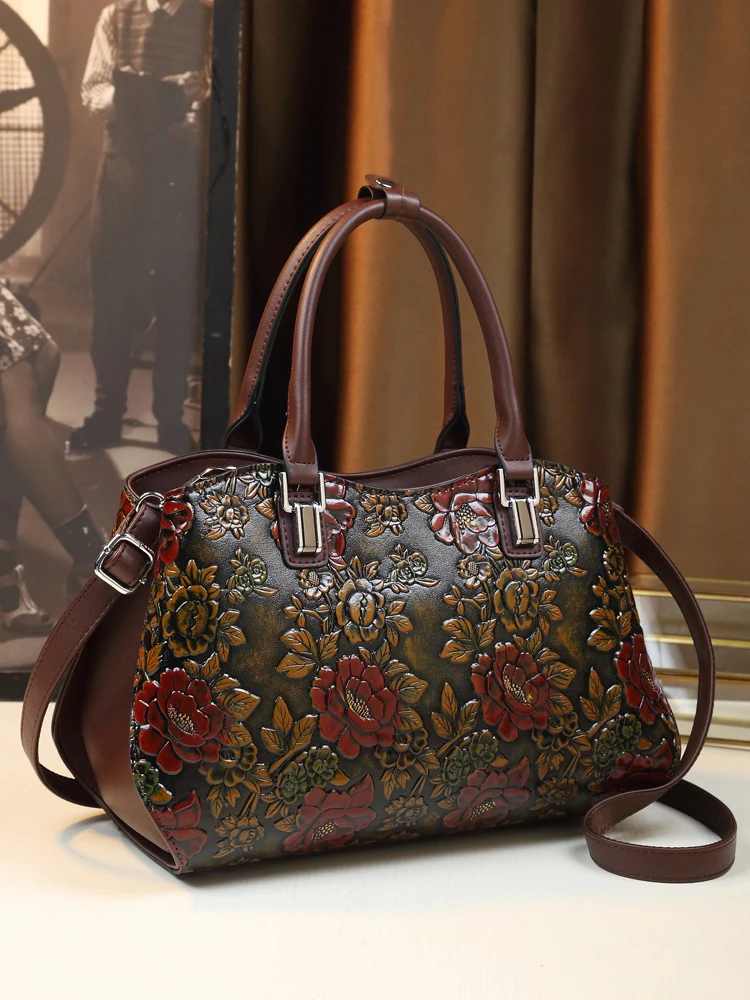 

High-End Leather Handbag Large Capaci oulder Bag Women's Bag Briti Sle Casual Faion Soft Handle Square ape