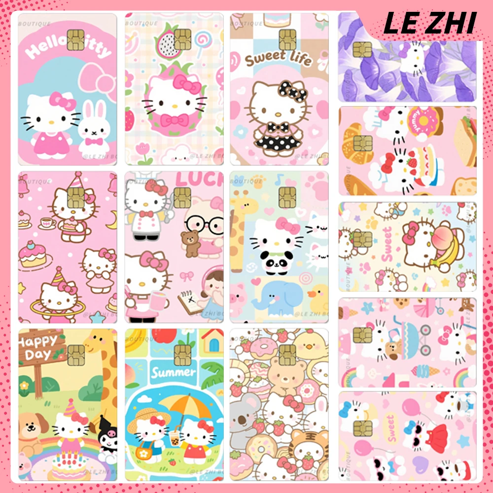 Kawaii Cartoon Anime Hello Kitty Shining Rainbow Love Star Skin Sticker Credit Debit Card Bank Card Access Card Party Sticker