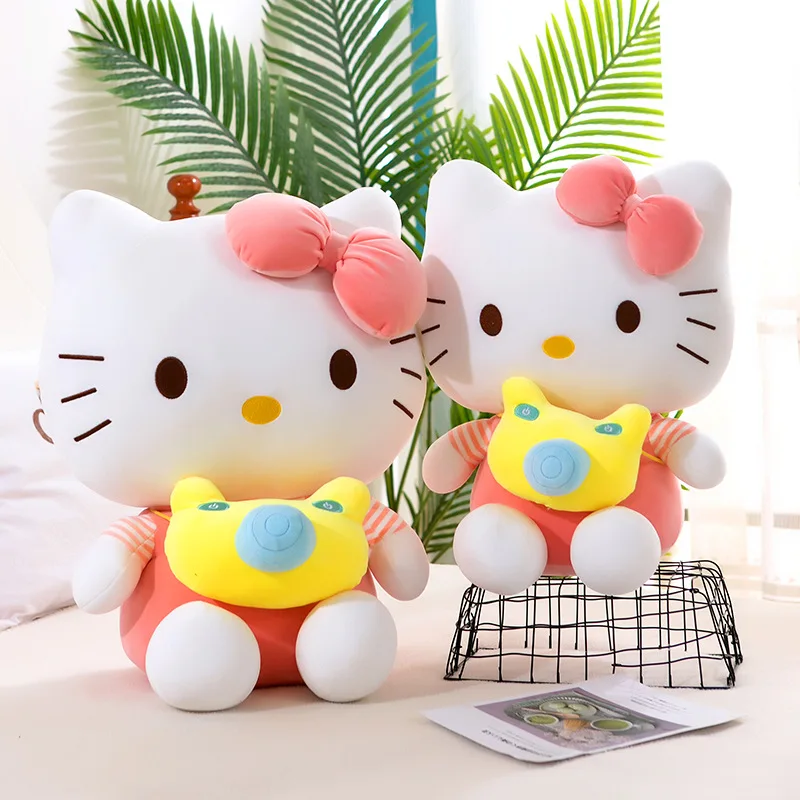 Muñeco de peluche de Hello Kitty para niños, muñeco de gato KT con cámara, almohada de Animal de peluche, regalo para niñas, 35cm