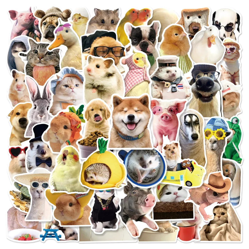 50 Stück realistische Haustier-Doodle-Aufkleber |   Wasserfeste Vinyl-Aufkleber (Loyal Companions Art Collection) RecordingYourLife Store