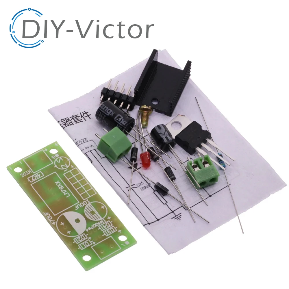 DIY KIT LM7805 L7805 DC/AC Three Terminal Voltage Regulator Power Supply Module 5V 6V 9V 12V Output Max 1.2A